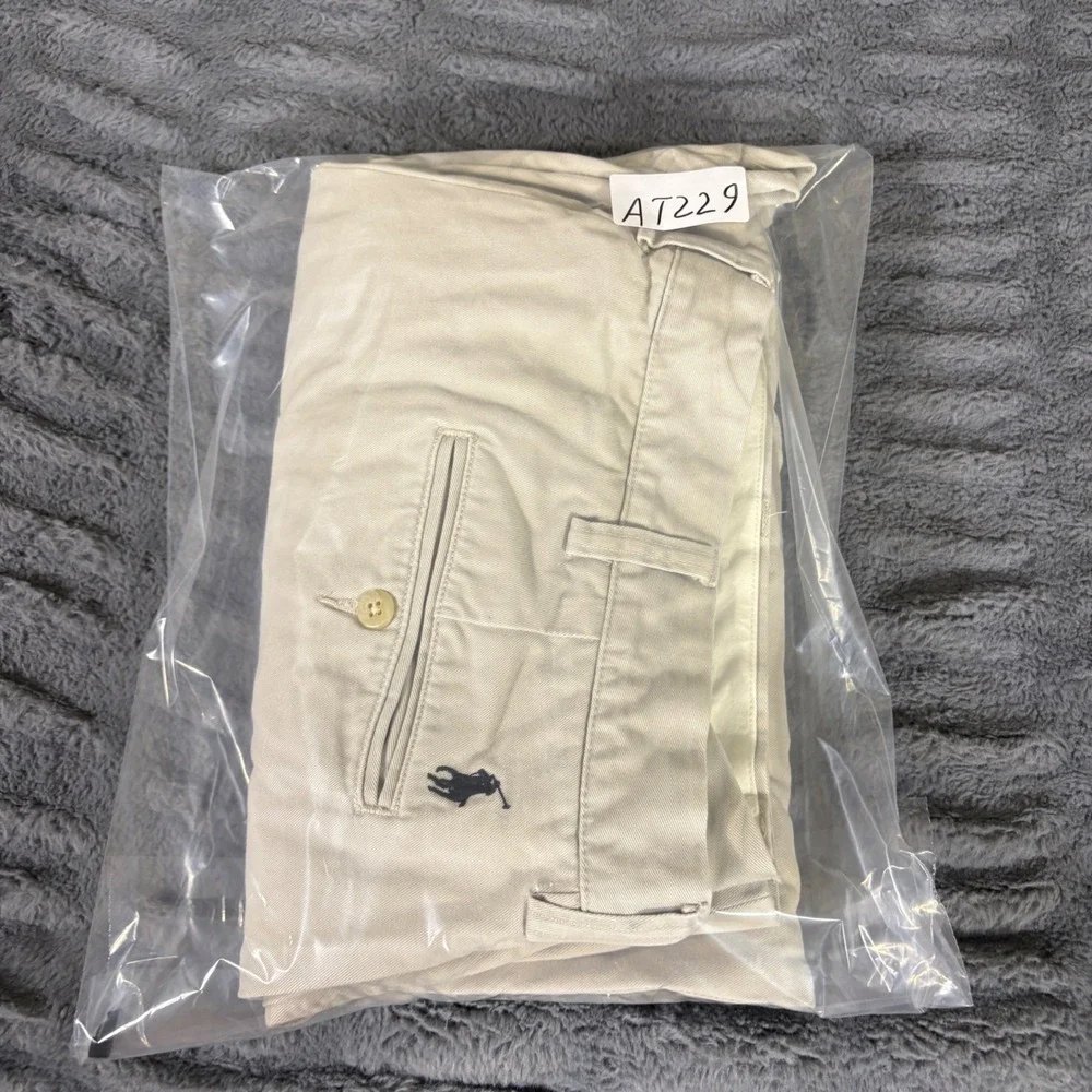 Polo Ralph Lauren Ethan Pant Mens 40x32 Beige Pleated Cotton Chino Trousers